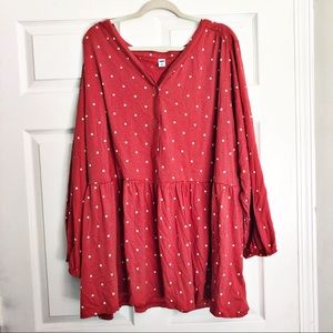 Old Navy 3/4 Sleeve Dotted Peplum Blouse - Size 4X